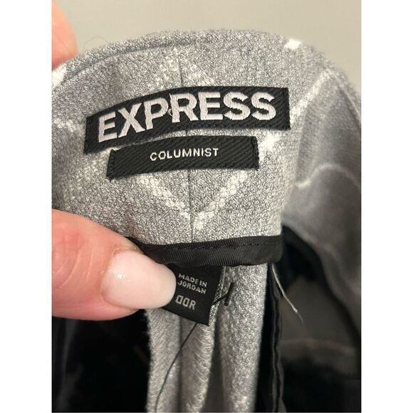 Express gray windowpane plaid Columnist pants size 00R - Picture 3 of 10